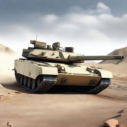 A detailed and realistic depiction of an M1 Abrams tank