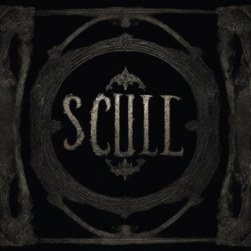 A gothic and intricate text box banner for a souls-like game, featuring the title 'Game Title' prominently.