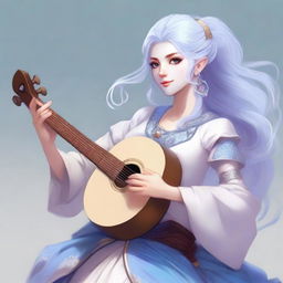 A detailed illustration of an air genasi female bard