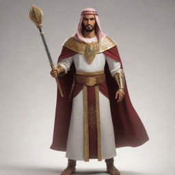 Design a character for a league, name him Super Arabich. Make him heroic, with elements inspired by Arabian culture.