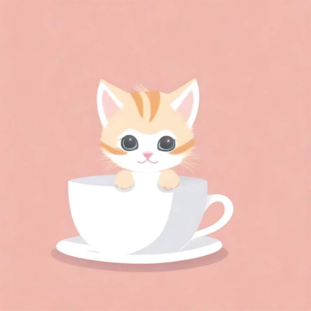 A raw photograph of an adorable kitten sitting inside a teacup