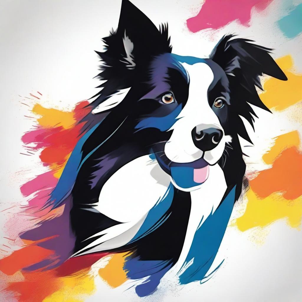 Create a trademark design featuring a running Border Collie as the main subject, showcasing its lively and agile characteristics