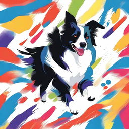 Create a trademark design featuring a running Border Collie as the main subject, showcasing its lively and agile characteristics