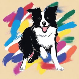 Create a trademark design featuring a running Border Collie as the main subject, showcasing its lively and agile characteristics