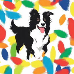 Create a trademark design featuring a running Border Collie as the main subject, showcasing its lively and agile characteristics