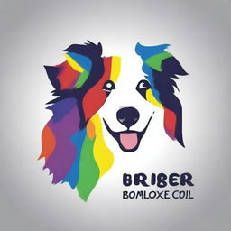 The logo design for the 'Colorful Border Collie Art Rhythm' painting art group features a running Border Collie as the main subject, showcasing its lively nature