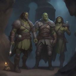 A detailed fantasy scene featuring a group of adventurers from Dungeons & Dragons