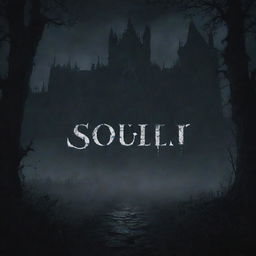 A haunting, atmospheric title screen background for a souls-like game, prominently featuring the title 'Game Title' in gothic lettering.