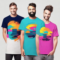 A creative and stylish T-shirt design with vibrant colors and modern graphics