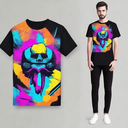 A creative and stylish T-shirt design with vibrant colors and modern graphics