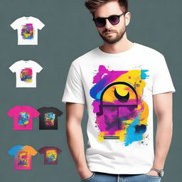 A creative and stylish T-shirt design with vibrant colors and modern graphics