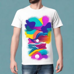 A creative and stylish T-shirt design with vibrant colors and modern graphics