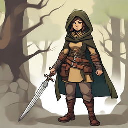 Create an image of a female halfling rogue from Dungeons and Dragons