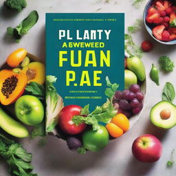 A vibrant and inviting book cover featuring a variety of colorful vegetables and fruits, with a focus on fresh, healthy vegan recipes