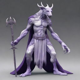 A white sahuagin with four arms and two legs, featuring a prominent purple scar over its heart