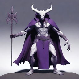 A white sahuagin with four arms and two legs, featuring a prominent purple scar over its heart