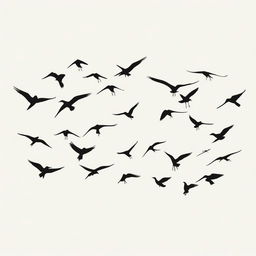 A minimalist image of birds flying against a plain background