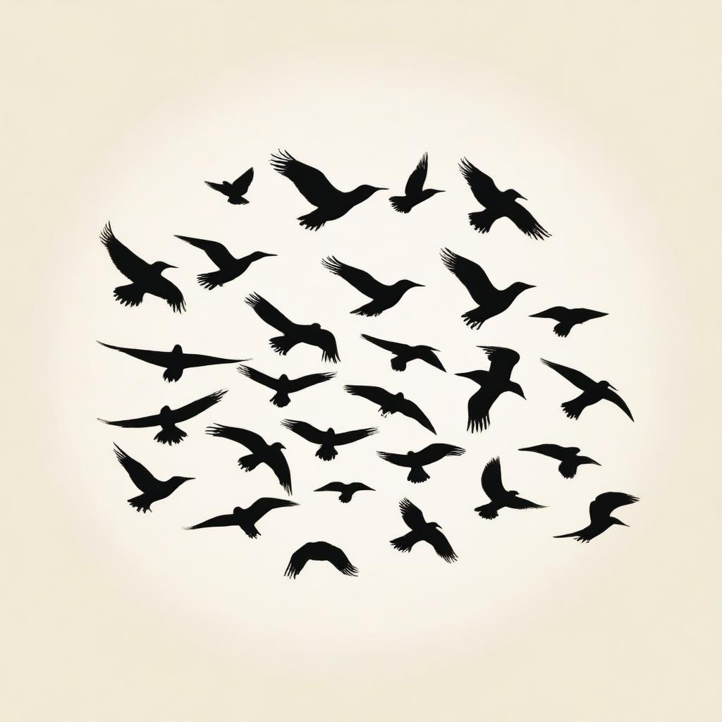 A minimalist image of birds flying against a plain background