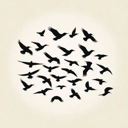 A minimalist image of birds flying against a plain background