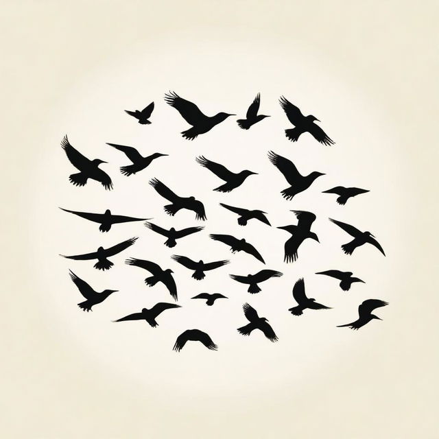 A minimalist image of birds flying against a plain background