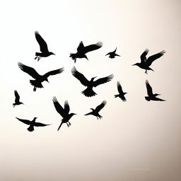 A minimalist image of birds flying against a plain background