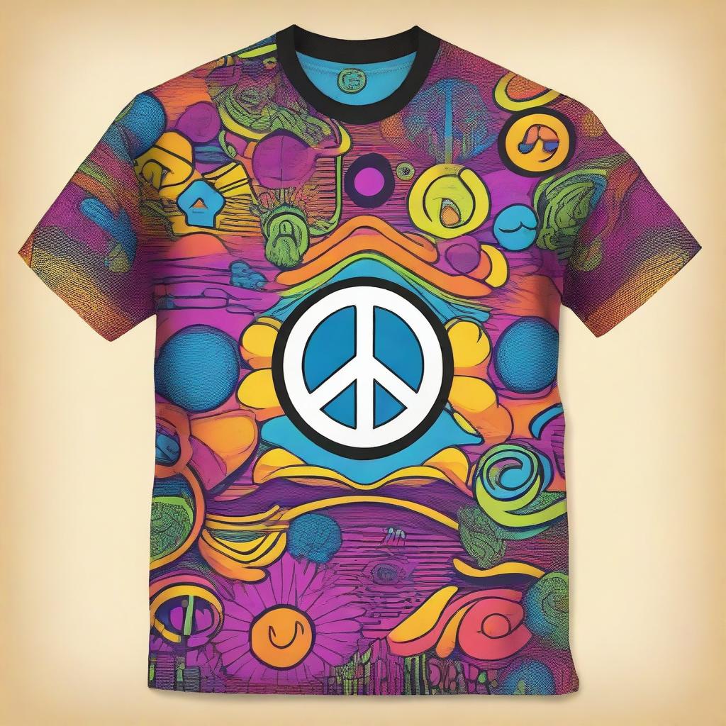 A vibrant T-shirt design inspired by the 1960s