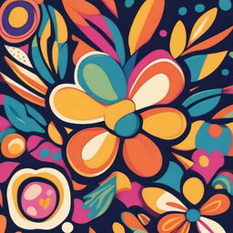 A vibrant illustration of a flower inspired by the 1960s