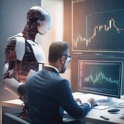 Create an image depicting AI-driven financial services and automated trading