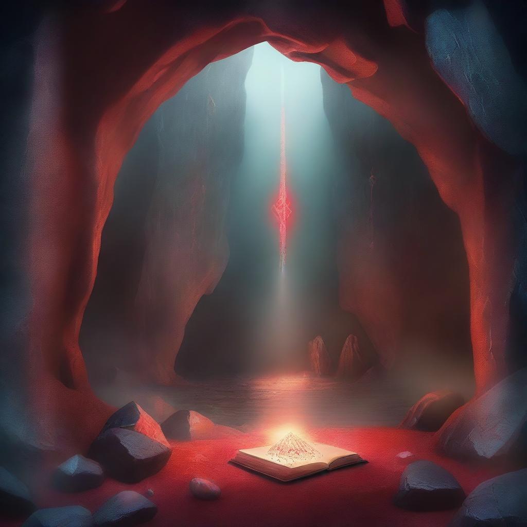 A fantasy book cover depicting a magical cave