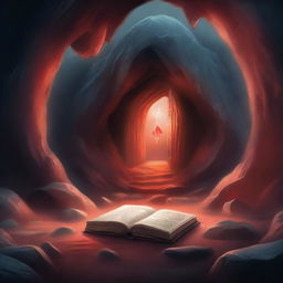 A fantasy book cover depicting a magical cave