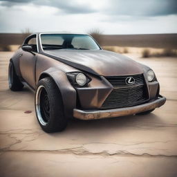 A 1990 Lexus LC transformed into a rat rod style car