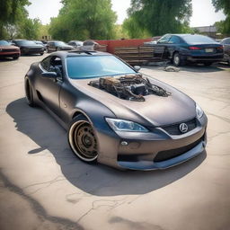 A 1990 Lexus LC transformed into a rat rod style car