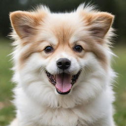 A cute, fluffy dog showing an adorable and playful expression