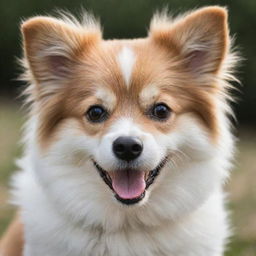 A cute, fluffy dog showing an adorable and playful expression