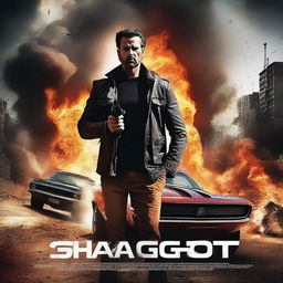 Create an action film poster titled 'Ghamaghot'