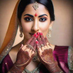 A beautiful Indian woman wearing traditional attire