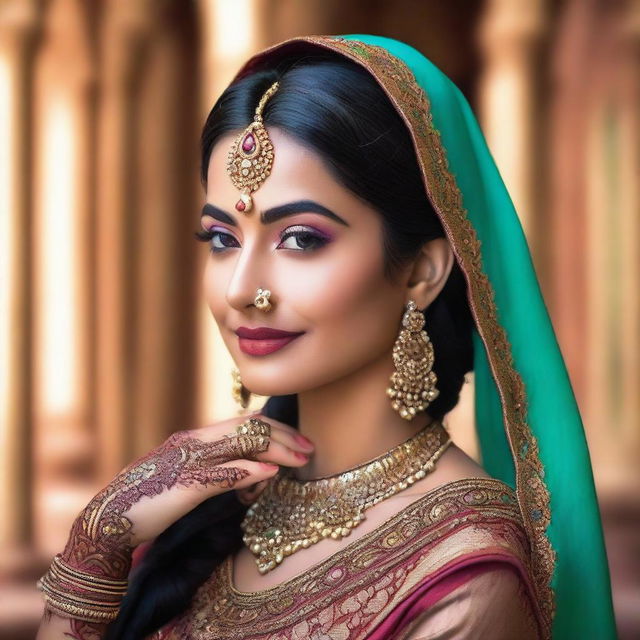 A beautiful Indian woman wearing traditional attire