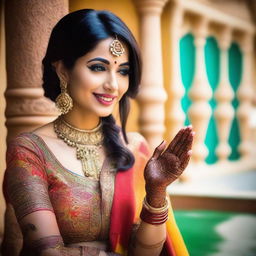 A beautiful Indian woman wearing traditional attire