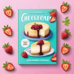 Create a vibrant and enticing book cover for a cheesecake guide