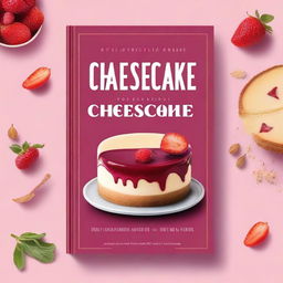 Create a vibrant and enticing book cover for a cheesecake guide