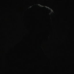 Create a stark image of a mysterious silhouette of a man set against a dark, black background