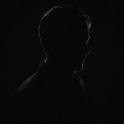 Create a stark image of a mysterious silhouette of a man set against a dark, black background