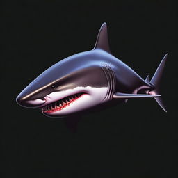 A realistic ancient shark design, depicted in oil paint with a black background