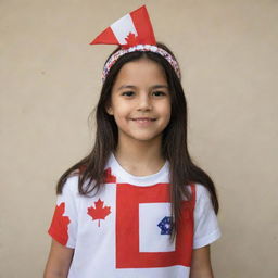 A young girl displaying cultural elements from both Canadian and Chilean heritage