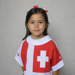 A young girl displaying cultural elements from both Canadian and Chilean heritage