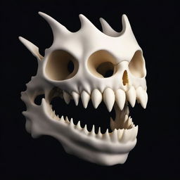 A set of shark jaws, depicted in bone white, fused with a human skull against a black background