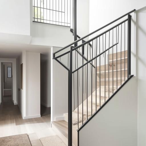 Interior design of a duplex house featuring a U-shaped staircase