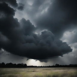 Create an image with a dark, cloud-filled background