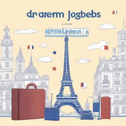 A book cover for a book titled 'Dream Jobs in France: English Speakers' Full Guide'