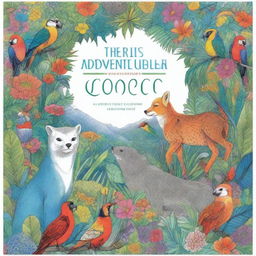 A captivating book cover for 'Adventures in Color: A Wildlife Coloring Journey